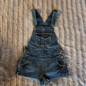 Seven7 Dark Blue Denim Overalls Detail